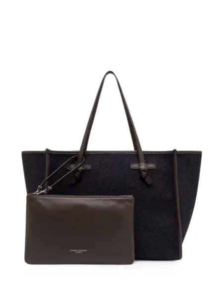 Geantă shopper Gianni Chiarini cu model herringbone albastru