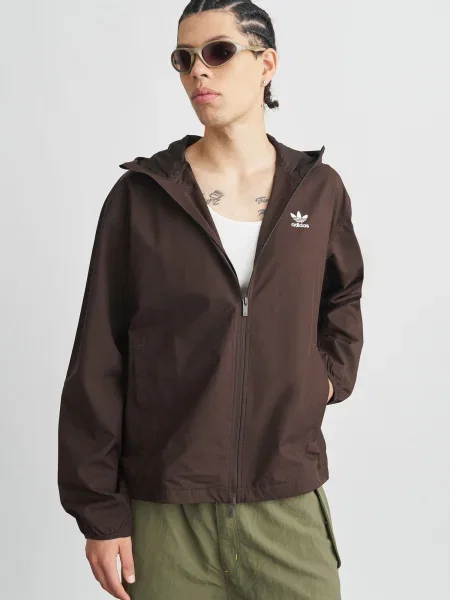 ADIDAS ORIGINALS Prechodná bunda ESSENTIALS tmavohnedá biela
