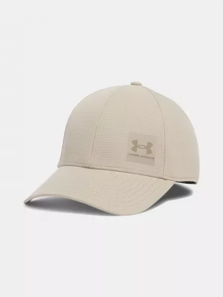 Шапка с козирка Under Armour Iso Chill Armourvent зелено с изчистен дизайн бежово