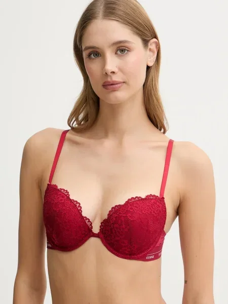 Сутиен Guess JANE от дантела с изчистен дизайн черно