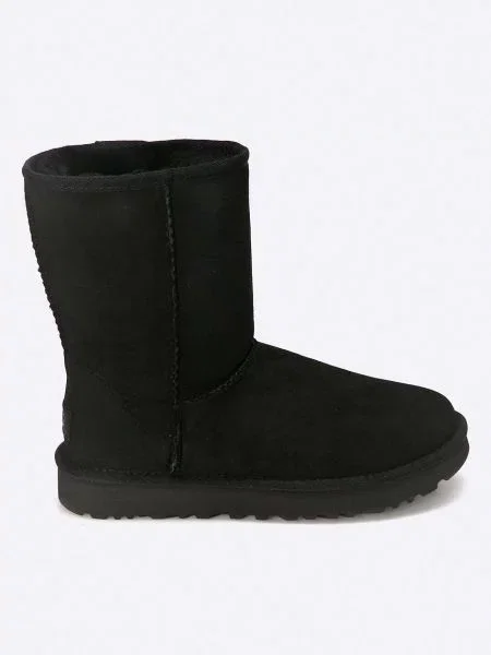 UGG De piele bocanci W Classic Short II cu adaos de lână negru