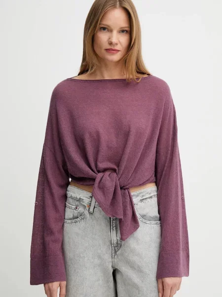 Светр з вовною United Colors of Benetton легкий фіолетовий