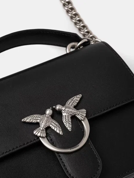 Pinko чанта crossbody дамска от кожа черно