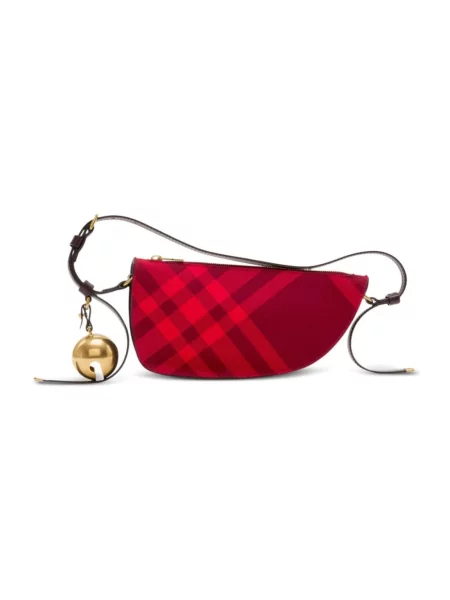 Torebka Burberry skórzana w kratę czerwona