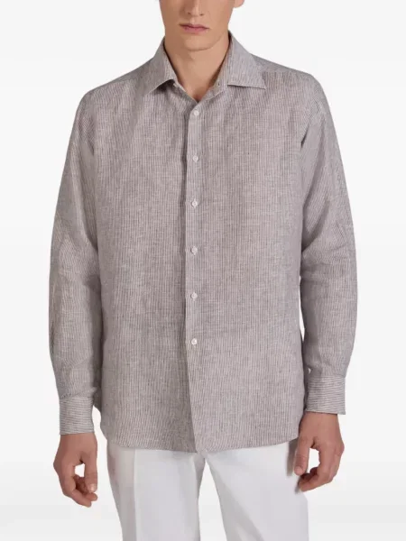 Cămașă Glanshirt de in maro
