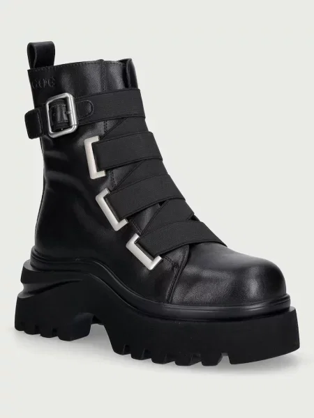 Goe botine cu platformă pentru femei din piele negru