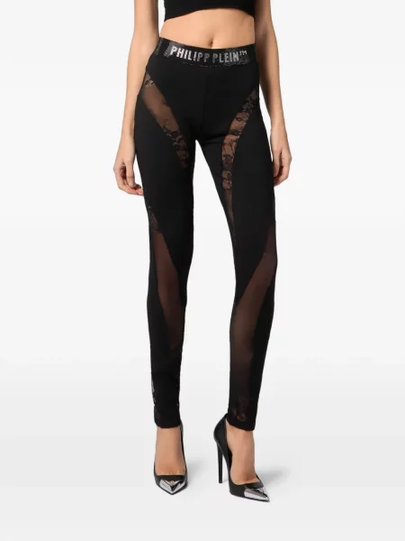 Leggings Philipp Plein din dantelă negru