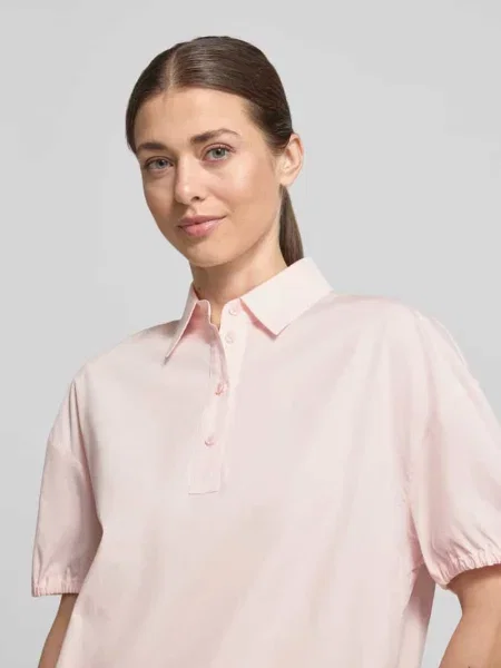 Bluzka o kroju regular fit z kołnierzykiem polo Marc Cain różowa