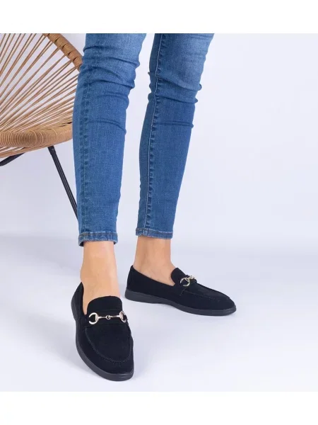 Pantofi loafer D/ceo din piele de căprioară ajurate negru