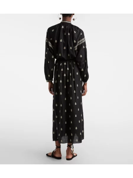 Rochie maxi Isabel Marant de mătase de costum negru