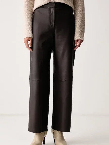 BOSS pantaloni pentru femei din piele Sipasa maro