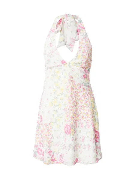 HOLLISTER Rochie de vară galben / oliv / roz deschis alb