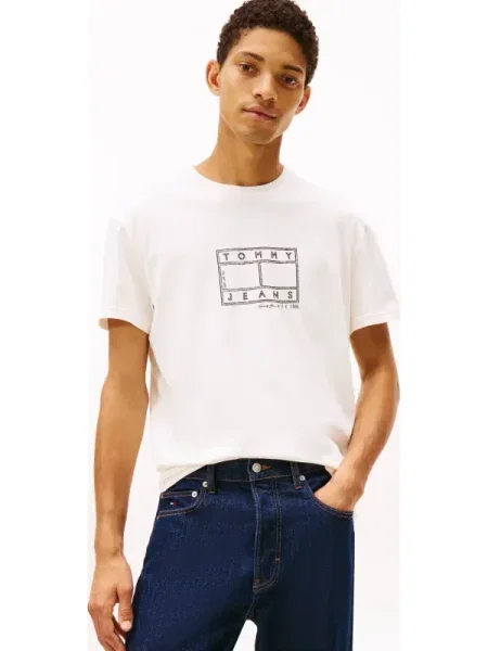 Tommy Jeans Tricou CENTER | regular fit alb