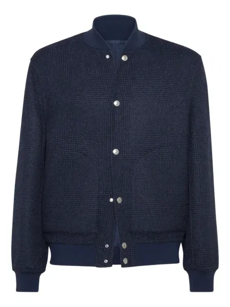 Geacă bomber Brunello Cucinelli în carouri albastru