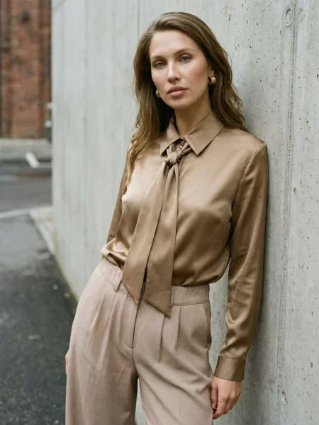 Класичні штани Seventeen віскоза/поліестер бежевий