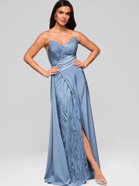 Костюм вечерна рокля Edoti синьо