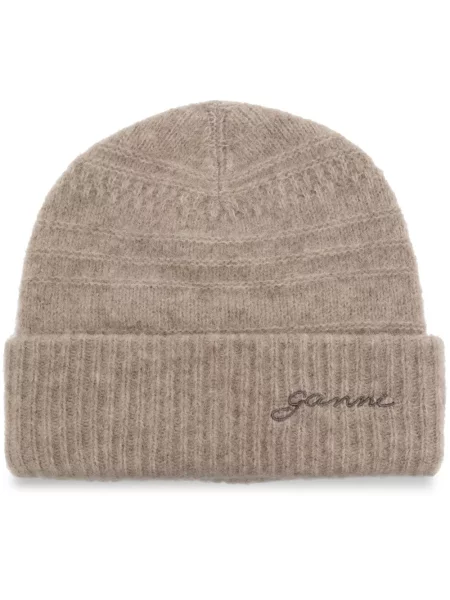 Beanie Ganni cu broderie tricotate
