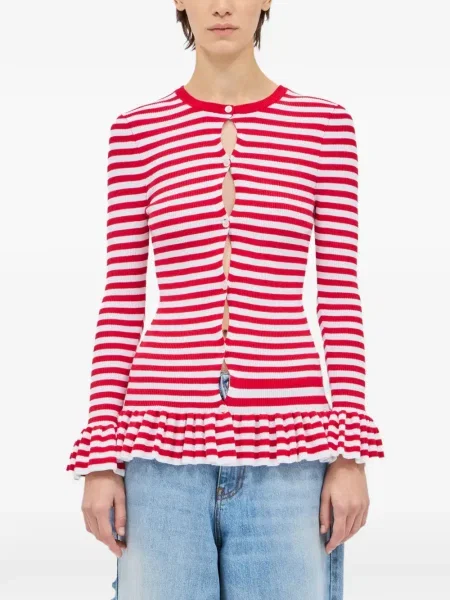 Pulover Msgm cu dungi cu volane roșu