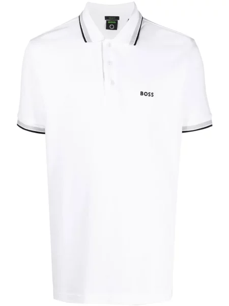Polo Boss cu broderie alb