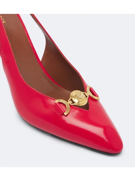 Pantofi cu toc Versace din piele slingback roșu