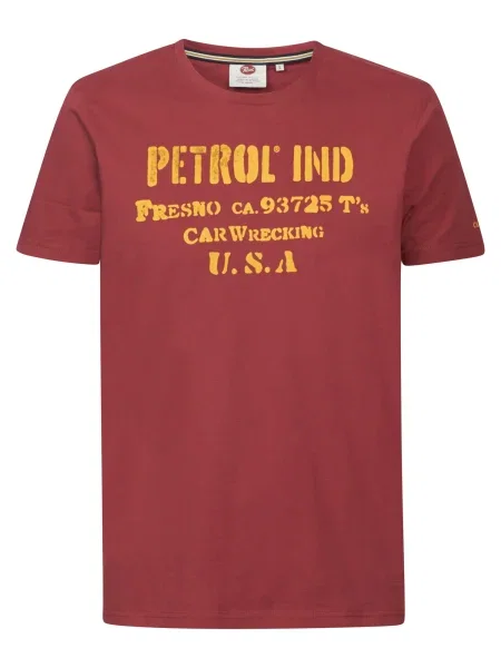 Petrol Industries Tricou maro ruginiu / portocaliu