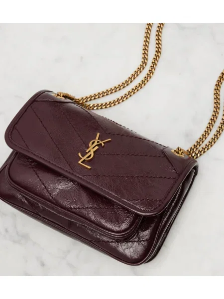 Geanta de piele Saint Laurent din piele bordo