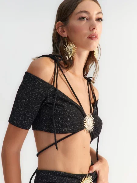 Плетен сутиен Trendyol черно