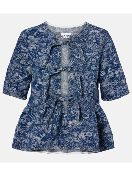 Cu peplum bluză Ganni albastru