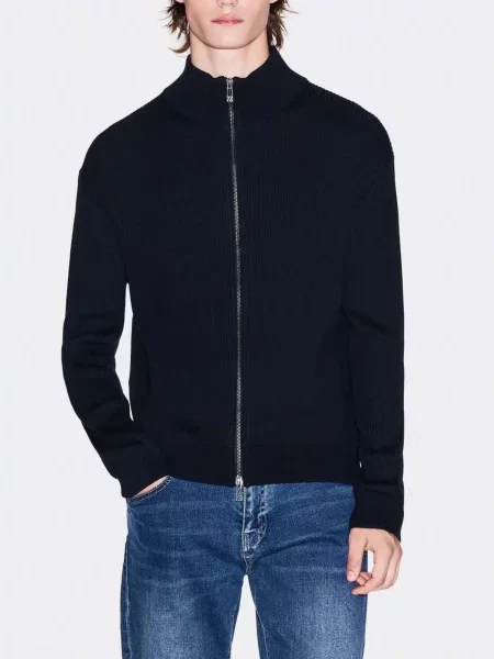 Кардиган Armani Exchange темно-синій акрил/вовна синій