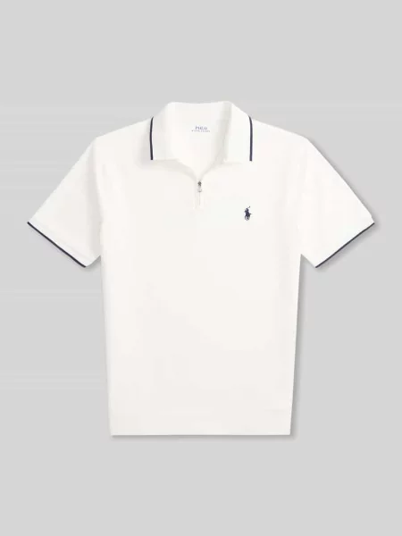 Koszulka polo o kroju regular fit z mieszanka bawełny z zamkiem błyskawicznym Polo Ralph Lauren biała