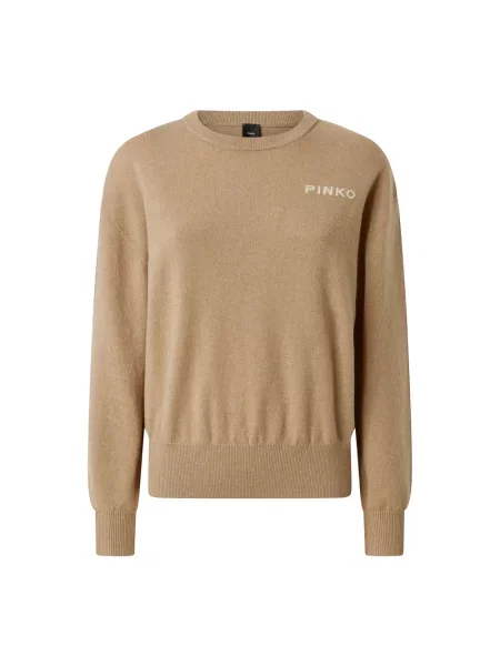 Sweter Pinko z kaszmiru z logo beżowy