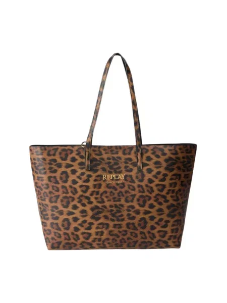 Torebka Replay z nadrukiem brązowa
