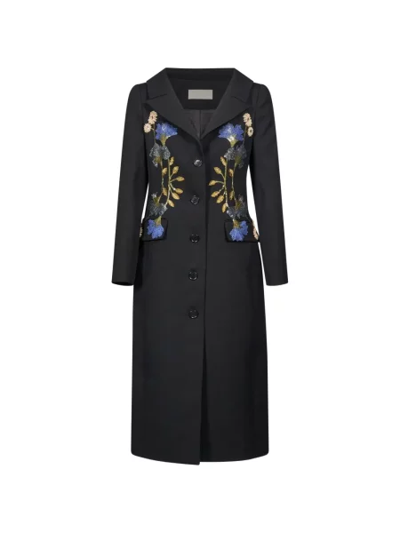 Palton Elie Saab cu model floral negru