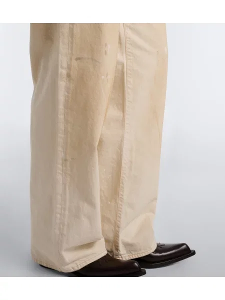 Kožené obnosené široké džínsy Acne Studios biela