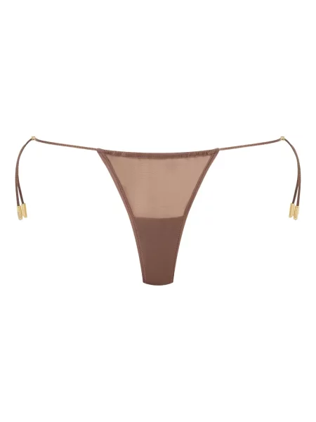 Chiloți tanga Maison Close cu mărgele maro