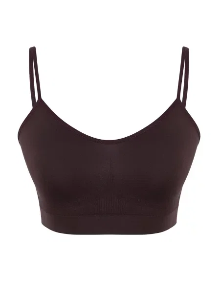 Trendyol Dark Brown Seamless Strappy Knitted Bustier maro