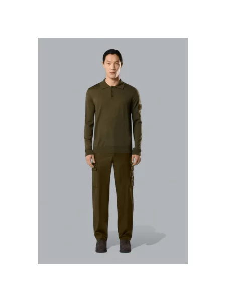 Koszulka polo Stone Island wełniana z kamieniami zielona