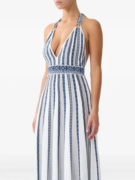 Rochie maxi Camilla cu legături cu gât halter de costum alb