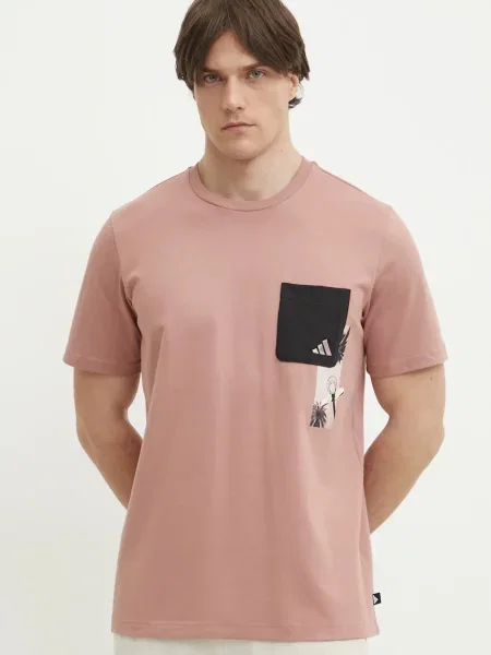 Tričko adidas M T LENS PKT T s potiskem růžová