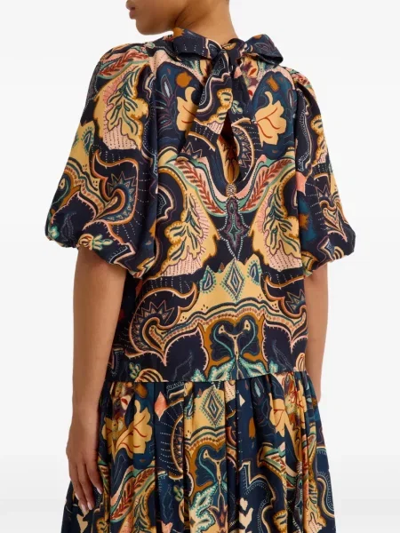 Paisley mintás felső Marie Oliver nyomtatás kék