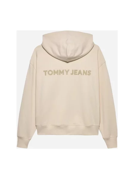 Bluza z kapturem Tommy Jeans z kapturem klasyczna beżowa