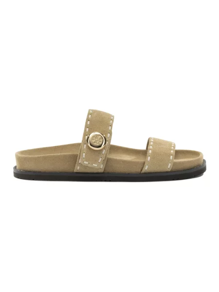Klapki Tory Burch zamszowe beżowe