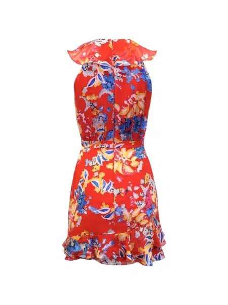 Rochie mini Saloni cu model floral cu imagine de costum roșu