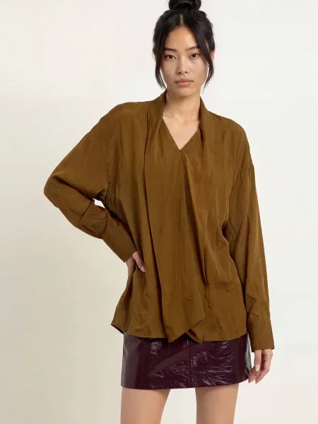 Eleh Halenka S Vázačkou V Oversized Střihu hnědá