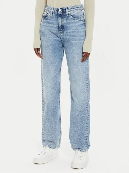 Прямі джинси Calvin Klein Jeans бавовна/перероблена блакитний
