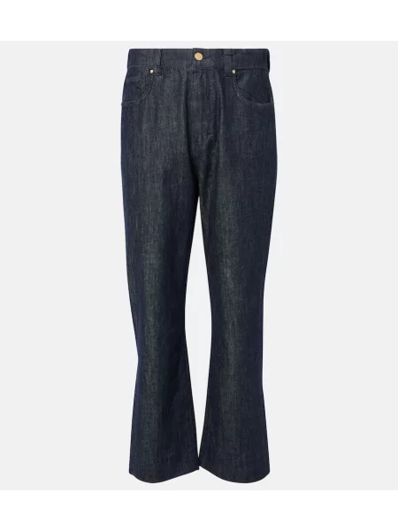 Blugi drepți 's Max Mara cu talie înaltă albastru