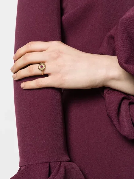Gėlėtas žiedas Aurelie Bidermann su granatu geltona