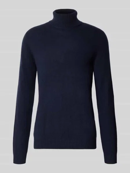 Sweter z dzianiny o kroju regular fit z czystego kaszmiru ze swetrem z golfem Christian Berg Men granatowy