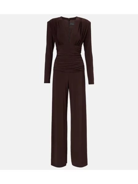 Salopetă Norma Kamali din jerseu maro