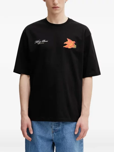 Tricou Filling Pieces cu model floral cu imagine negru